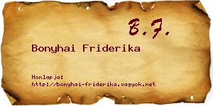 Bonyhai Friderika névjegykártya